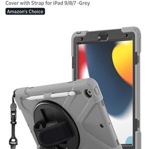 Gray Tablet Cover with Strap for iPad 9/8/7